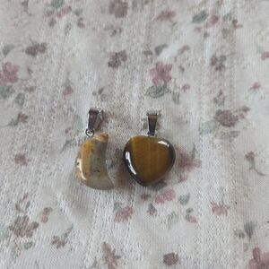 Heart and Crescent Stone Pendant Set